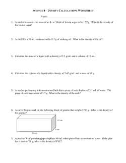Density Calculations Worksheet