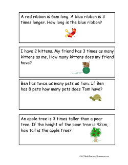 A red ribbon is 6cm long. A blue ribbon is 3 times longer. How long