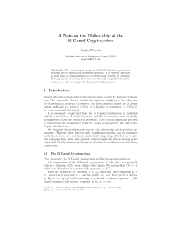 A Note on the Malleability of the El Gamal Cryptosystem