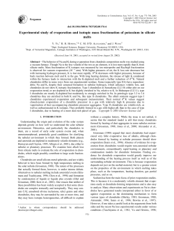 Experimental study of evaporation and isotopic mass fractionation of