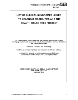 list of clinical syndromes linked to learning