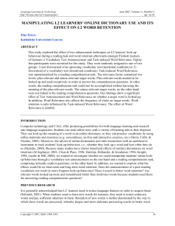 Manipulating L2 Learners` Online Dictionary Use and Its