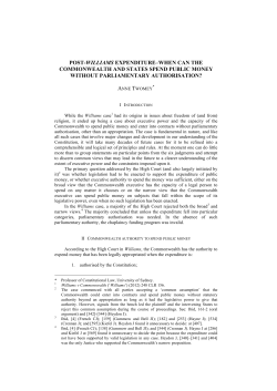 post-williams expenditure&ndash;when can the commonwealth