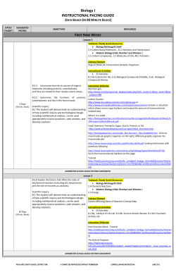 Biology I INSTRUCTIONAL PACING GUIDE