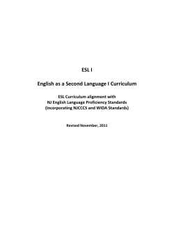 ESL I English as a Second Language I Curriculum