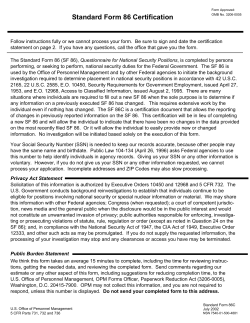 Standard Form 86 Certification