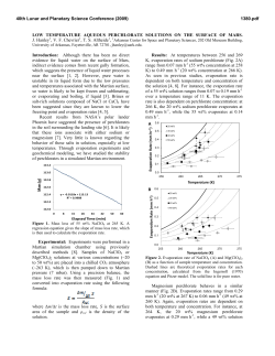 LOW TEMPERATURE AQUEOUS PERCHLORATE SOLUTIONS ON