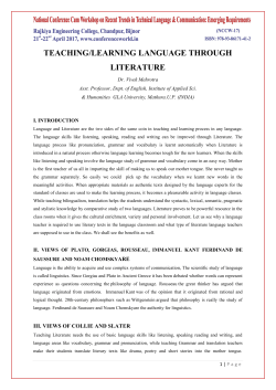 TEACHING/LEARNING LANGUAGE THROUGH LITERATURE