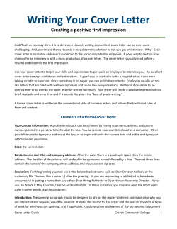 Cover Letter Guide - Craven Community College