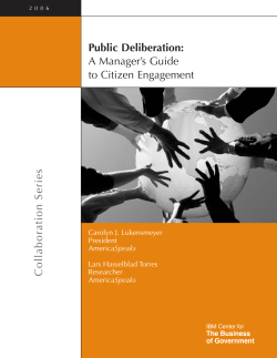 Public Deliberation: A Manager`s Guide to Citizen Engagement
