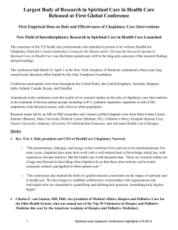 Largest Body of Research in Spiritual Care in Health Care Released