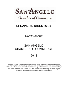 SPEAKER`S DIRECTORY - San Angelo Chamber of Commerce