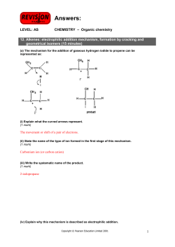 electrophilic addition mechanism, formation by cracking and