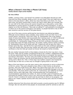 When a Doctor`s Visit Was a Phone Call Away