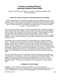 A Primer on Writing Effective Learning Goals