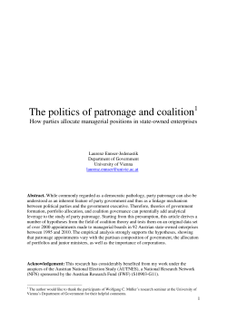 The politics of patronage and coalition