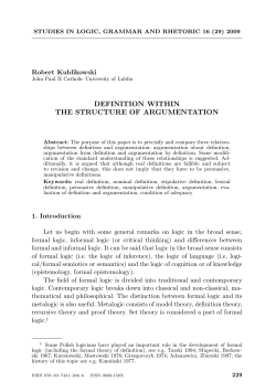 DEFINITION WITHIN THE STRUCTURE OF ARGUMENTATION
