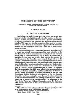 Allan, David E --- "The Scope of the Contract" [1966] UTasLawRw 1