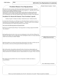 CSB Politics President Obama`s Four Big Questions: