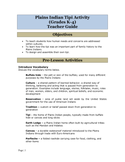 Plains Indian Tipi Activity (Grades K-4) Teacher Guide