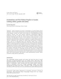 Ecofeminism and First Nations Peoples in Canada: Linking