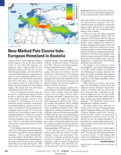 New Method Puts Elusive Indo- European Homeland in Anatolia