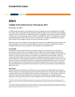 Twilight of the Deferred Fees: Planning for 2017