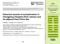 Historical records of eutrophication in Changjiang