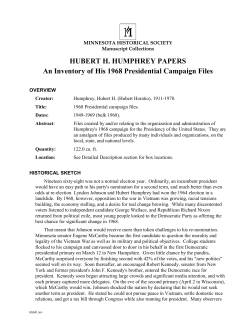 Hubert H. Humphrey: An Inventory of His 1968 Presidential