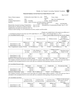Financial Summary for the Fiscal Year Ended March 31, 2017