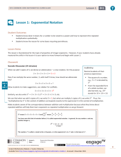 Lesson 1: Exponential Notation