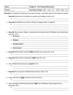 Name : Chapter 8 The Prophet Muhammad Period