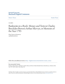 Money and Texts in Charles Brockden Brown`s Arthur Mervyn, or