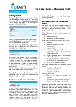 Quick Start Guide to Blackboard (Staff)