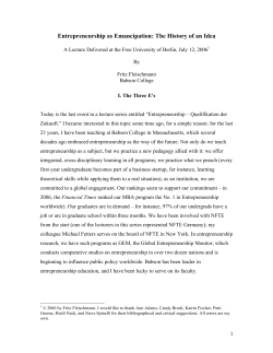 Entrepreneurship as Emancipation