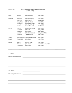 History 521 Ch 17 - European Royal Powers Information (1500
