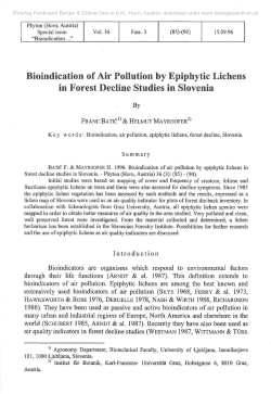 Bioindication of Air Pollution by Epiphytic Lichens in