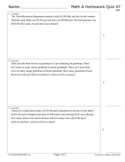 Math A Homework Quiz 47 Page 1 of 2 1. 2. 3.