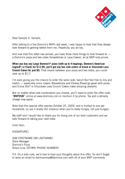Domino`s Pizza MVP Letter #2
