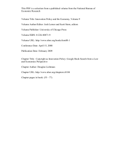 Copyright as Innovation Policy: Google Book Search from a Law and