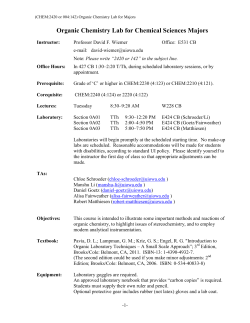 Organic Chemistry Lab for Chemical Sciences Majors