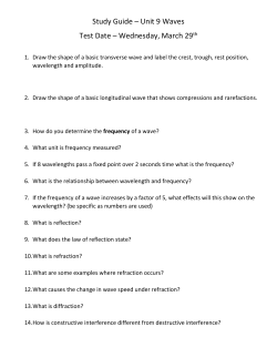 Study Guide &ndash; Unit 9 Waves Test Date &ndash; Wednesday, March 29th