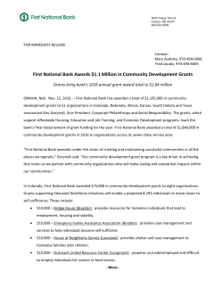 First National Bank Awards $1.1 Million in Community Development