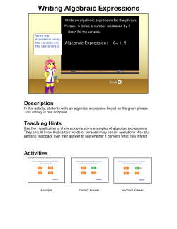 Grade 8, Expressions and Equations, Writing Algebraic Expressions