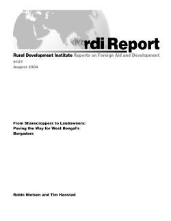 #121 August 2004 From Sharecroppers to Landowners: Paving the