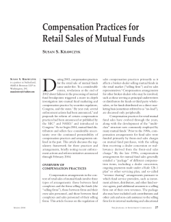 Compensation Practices for Retail Sales of Mutual Funds