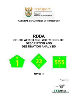 south african numbered route description and destination analysis