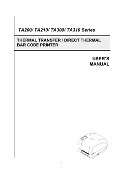 USER`S MANUAL TA200/ TA210/ TA300/ TA310 Series