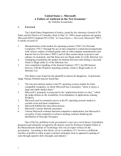 US v. MS: A Failure of Antitrust in the NEw Economy