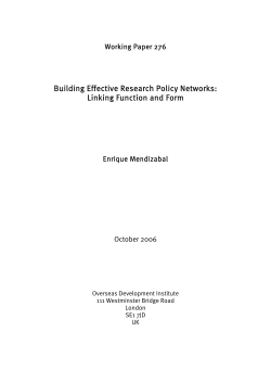 Building Effective Research Policy Networks: Linking function and form